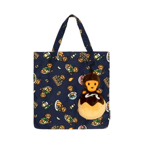 Baby Milo Store Milo Print Tote Bag With Plush Keychain 'Navy/Black'