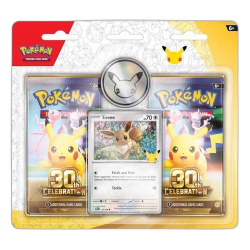 Pokemon Card Eng. 2026 Pokémon TCG 30th Eevee Card with 2 Booster Packs & Coin