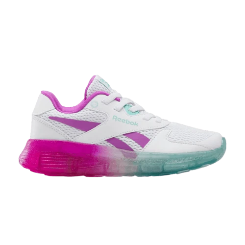 Reebok Zig N' Glow 2 Elastic Lace Little Kid 'White Aqua Purple Rave'