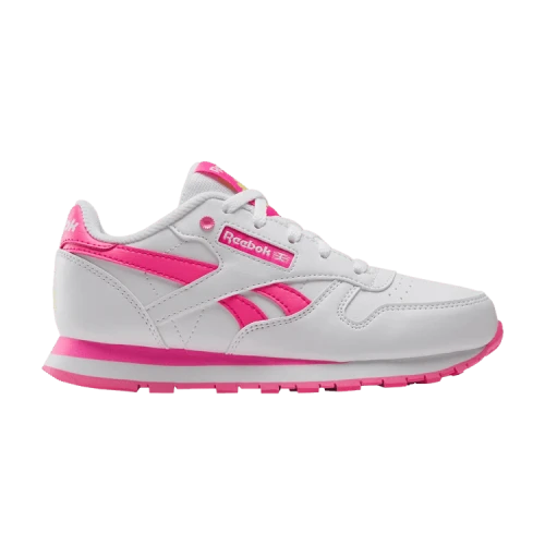 Reebok Classic Leather Little Kid 'White/Atomic Pink/Electric Yellow'