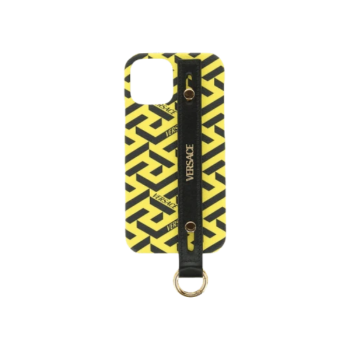 Versace Coated Canvas La Greca iPhone 12 Case Yellow Black