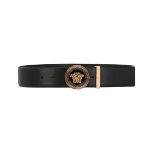 Versace Enamel Medusa Leather Belt Black/Gold