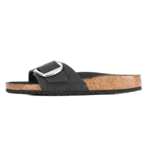 Birkenstock Madrid Big Buckle Oiled Leather Narrow Fit Sandals 'Black' (Women's)