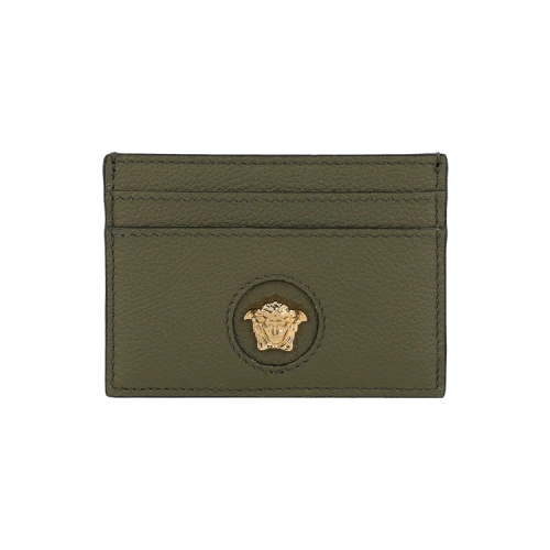Versace Medusa Leather Card Holder Olive/Gold