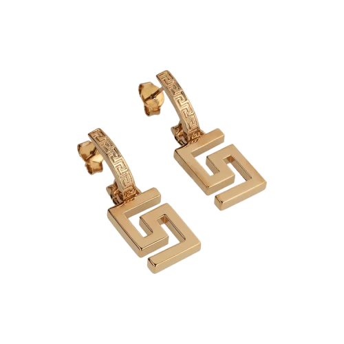 Versace Greca Drop Earrings Gold