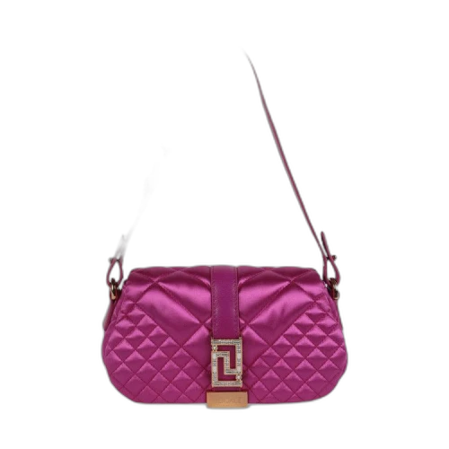 Versace Greca Goddess Satin Shoulder Bag Bright Pink