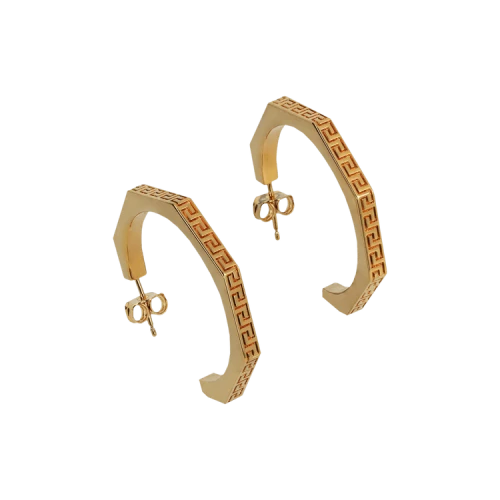 Versace Greca Hoop Earrings Gold