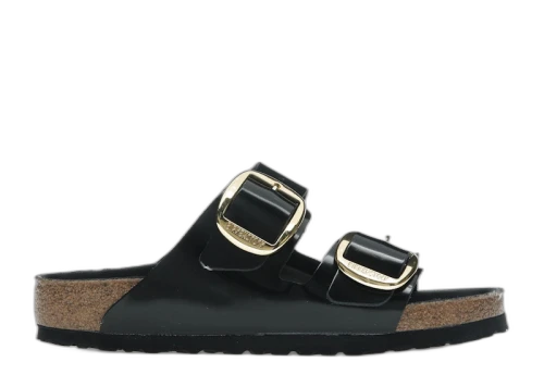 Birkenstock Arizona Big Buckle Natural Leather Patent Black Gold (Women's)