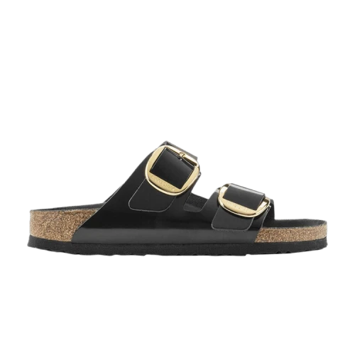 Birkenstock Arizona Big Buckle Natural Leather Narrow Fit Sandals 'Patent High Shine Black' (Women's)