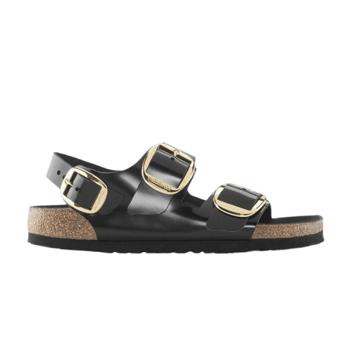 Birkenstock Milano Big Buckle Natural Leather Narrow Fit Sandals 'Patent High Shine Black'