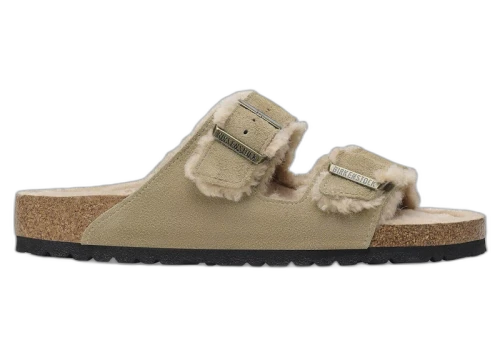 Birkenstock Arizona Shearling Suede Leather Taupe