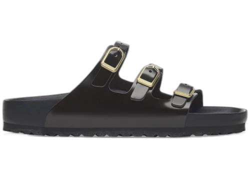 Birkenstock Florida Exquisite Natural Leather Patent High Shine Black