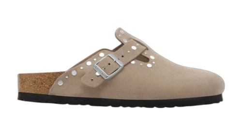 Birkenstock Boston Rivets Suede Leather Taupe