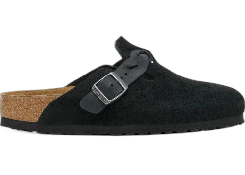 Birkenstock Boston Braided Suede Black
