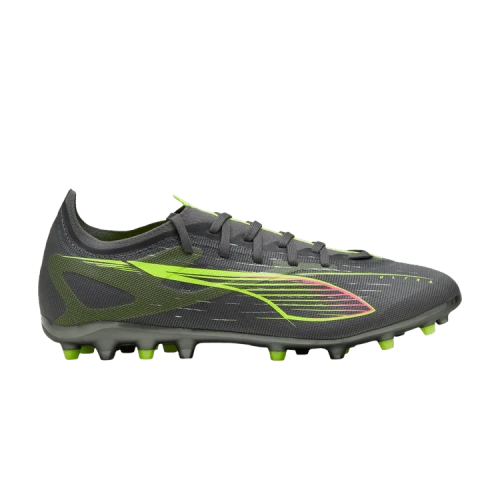 PUMA Ultra 5 Match MG Multi Ground Artificial Turf Abrasion Resistant Soccer Shoes Men's Gray Yellow