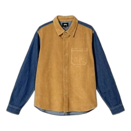Stussy Corduroy Denim Mix Shirt 'Brown Blue'