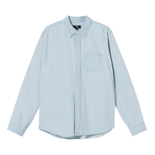 Stussy Flower Embroidered Denim Long-Sleeve Shirt 'Light Blue'
