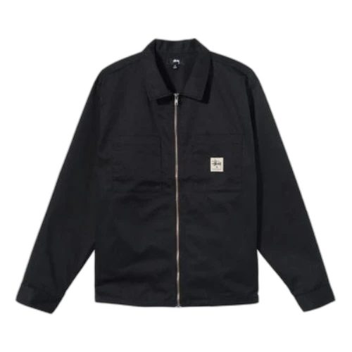 Stussy Zip Up Work Longsleeve Shirt 'Black'