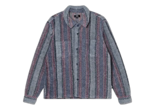 Stussy Stripe Sherpa Shirt Blue