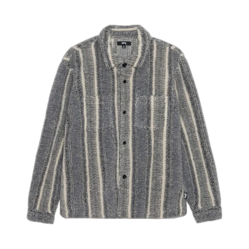 Stussy Stripe Sherpa Shirt Charcoal