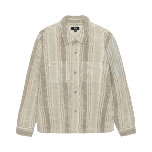 Stussy Stripe Sherpa Shirt Natural
