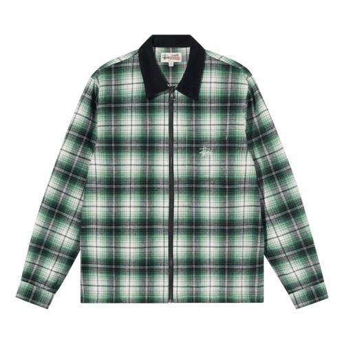 Stussy Frank Plaid Zip Long-Sleeve Shirt 'Black'