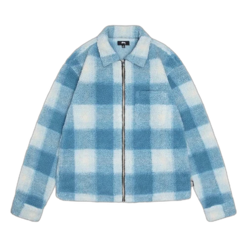 Stussy Shadow Plaid Zip Sherpa 'Light Blue'