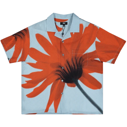 Stussy Halftone Flower Shirt 'Light Blue'