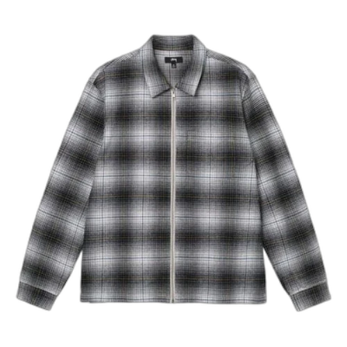 Stussy Paul Shadow Plaid Zip Shirt 'Black White'
