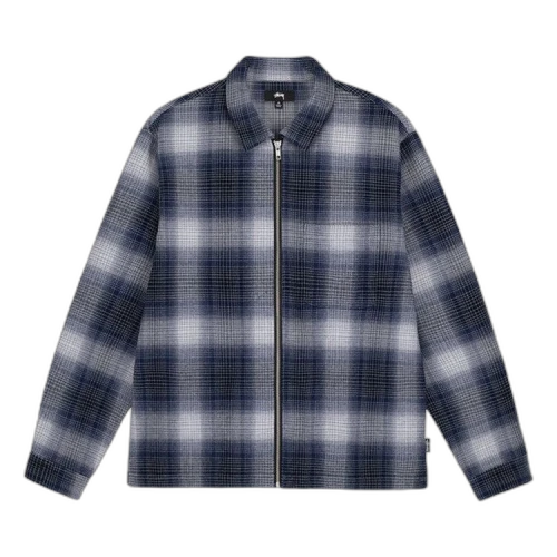 Stussy Jack Shadow Plaid Zip Shirt Navy