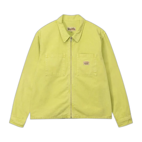 Stussy Washed Canvas Zip Shirt 'Lime'