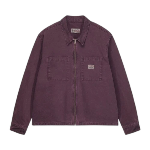 Stussy Washed Canvas Zip Shirt 'Purple'
