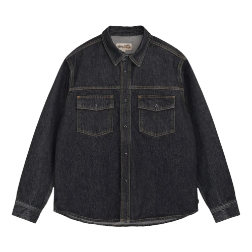 Stussy Boxy Western Denim Shirt 'Washed Black'