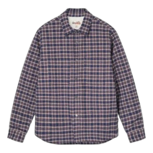 Stussy Sherpa Lined Plaid Shirt 'Navy'