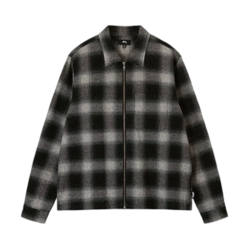 Stussy Hank Plaid Zip Shirt 'Grey'