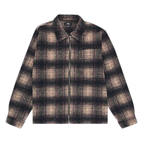 Stussy Wool Plaid Zip Shirt 'Lilac'