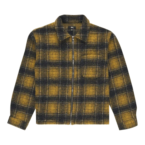 Stussy Wool Plaid Zip Shirt 'Yellow'