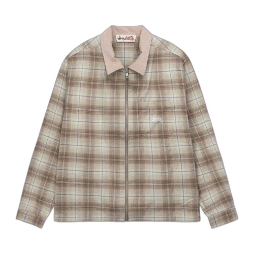 Stussy Frank Plaid Zip Shirt 'Tan'