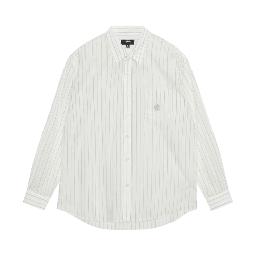 Stussy Classic Striped Cotton Linen Shirt White