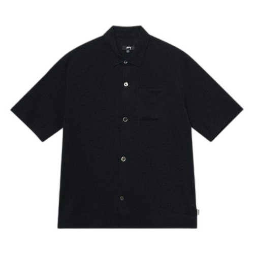Stussy Boxy Flat Crinkled Hem Shirt Black