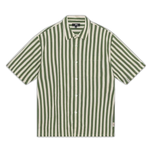 Stussy Boxy Flat Striped Hem Shirt Green