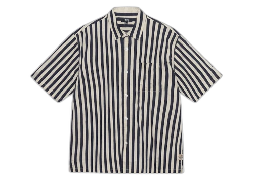 Stussy Boxy Flat Striped Hem Shirt Navy