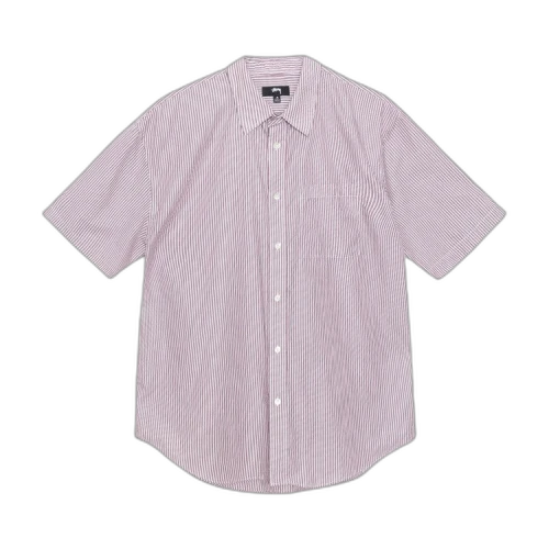 Stussy 8 Ball Stripe Boxy Short-Sleeve Shirt 'Burgundy'