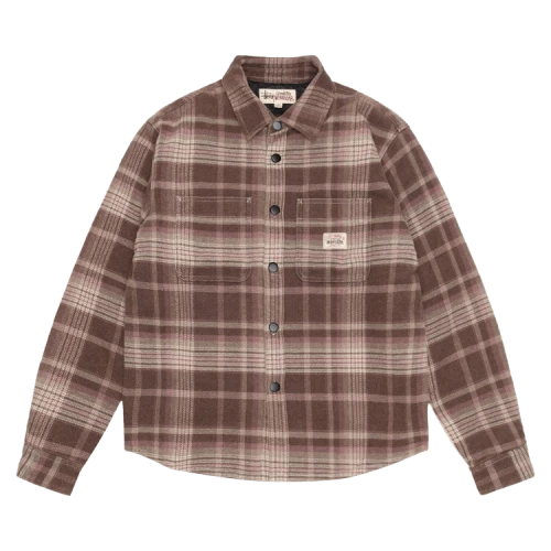 Stussy Heavy Washed Plaid Shirt Brown