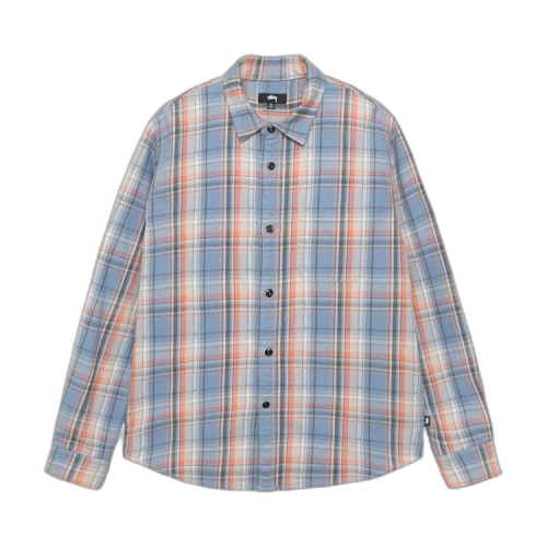 Stussy Dan Washed Cotton Plaid Shirt Blue