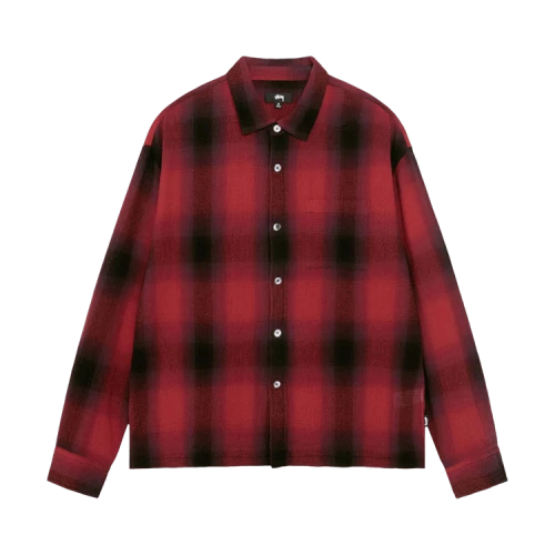 Stussy Loose Weave Plaid Shirt 'Red'