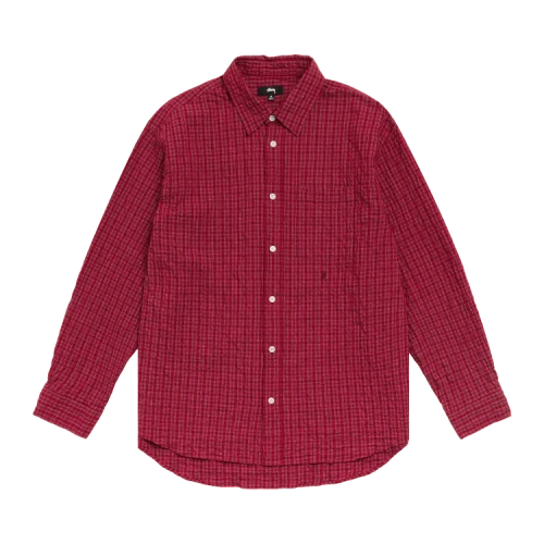 Stussy Standard Crinkle Shirt 'Burgundy Check'