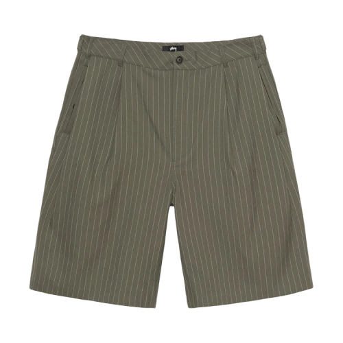 Stussy Stripe Volume Pleated Short 'Olive'