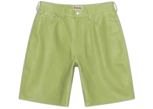 Stussy Big Ol Leather Shorts Lime