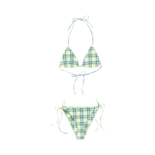 Stussy Triangle Bikini Top 'Green Plaid'